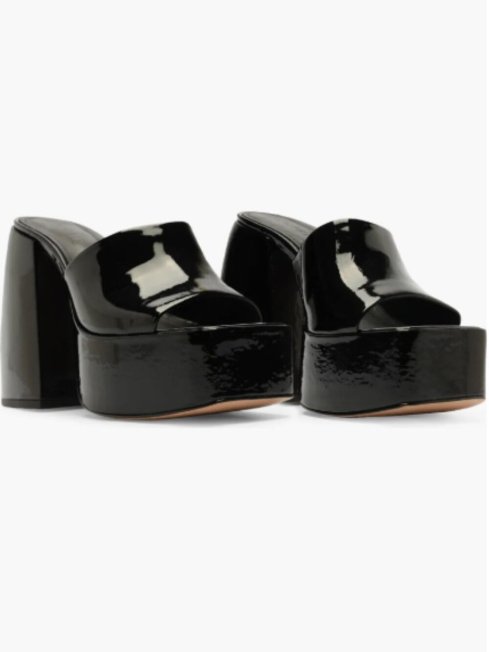 Schutz Aretha Black Patent Platform High Heeled Mule Sandals 7.5 B